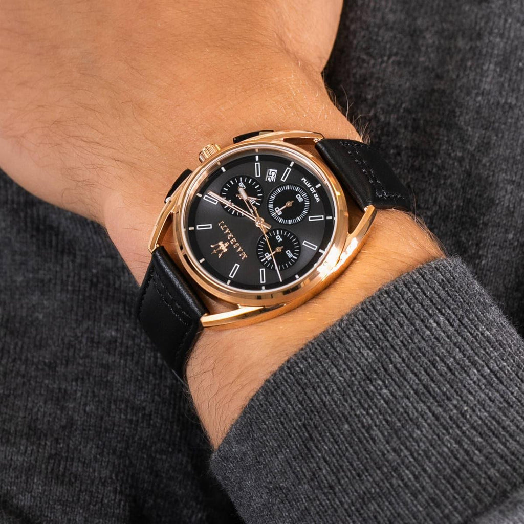Maserati Trimarano Chronograph Black Dial Leather Strap Watch For Men - R8871632002 Buy Now By Maserati