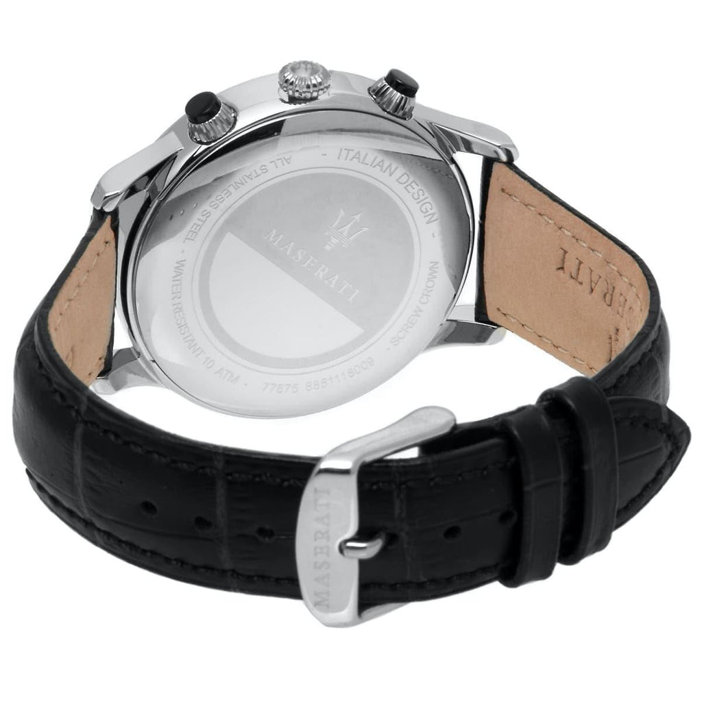 Maserati Ricordo Silver Dial Black Leather Strap Watch For Men - R8871633001 Buy Now By Maserati