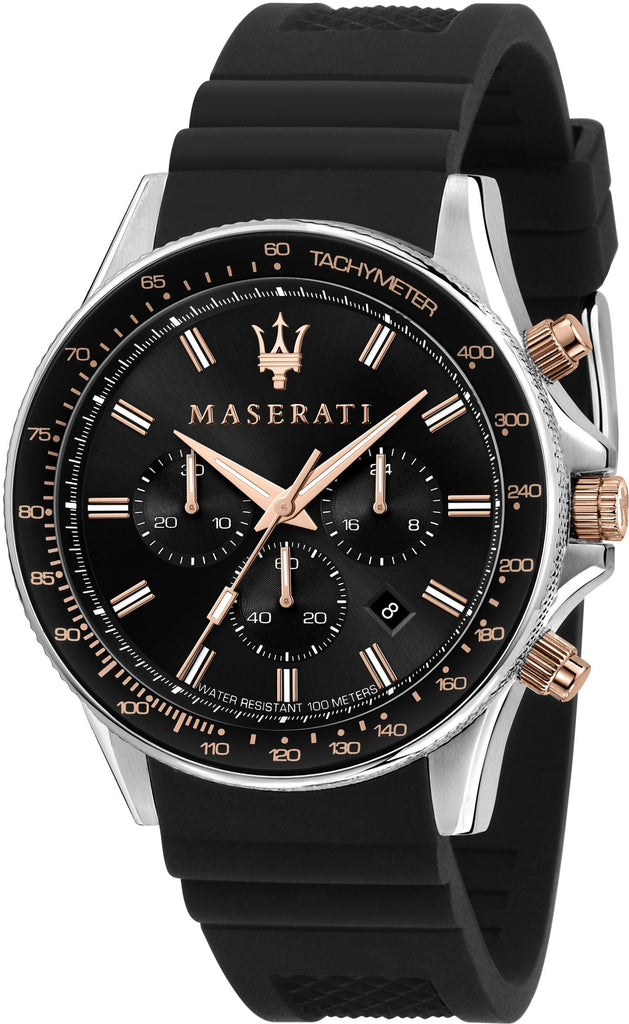 Maserati SFIDA 44mm Black Silicon Chronograph Watch For Men - R8871640002 Buy Now By Maserati