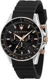Maserati SFIDA 44mm Black Silicon Chronograph Watch For Men - R8871640002 Buy Now By Maserati