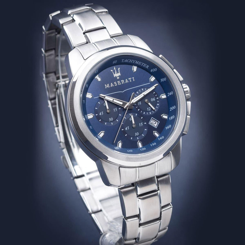 Maserati Successo Chronograph Blue Dial Silver Steel Strap Watch For Men - R8873621002 Buy Now By Maserati