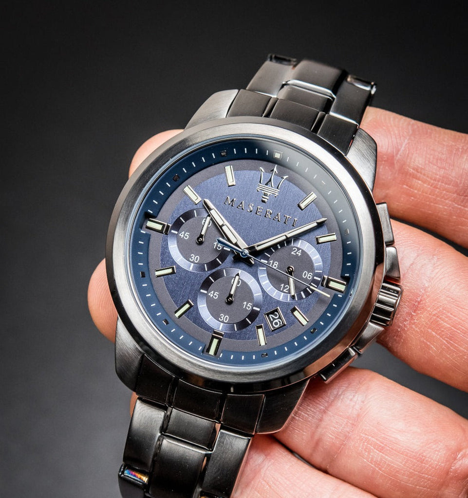 Maserati Successo Chronograph Blue Dial Black Steel Strap Watch For Men - R8873621005 Buy Now By Maserati