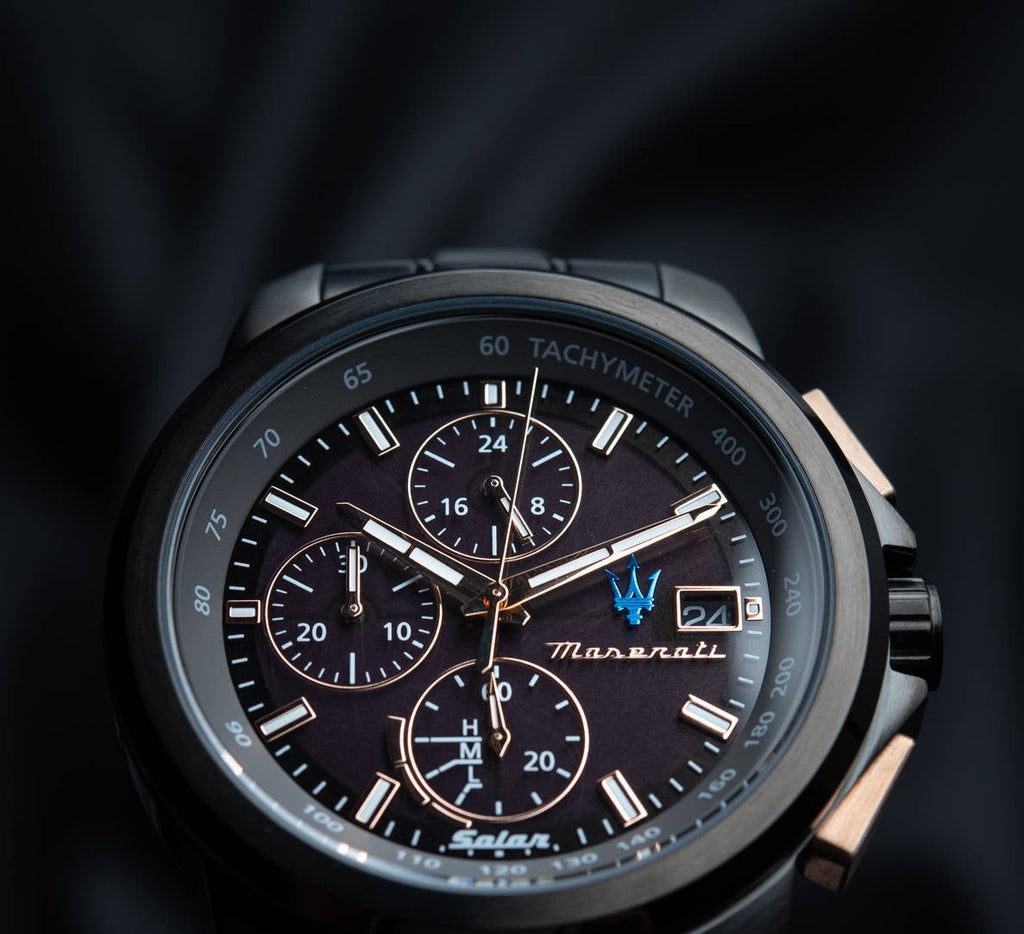 Maserati Successo Solar Black Dial Grey Steel Strap Watch For Men - R8873645001 Buy Now By Maserati