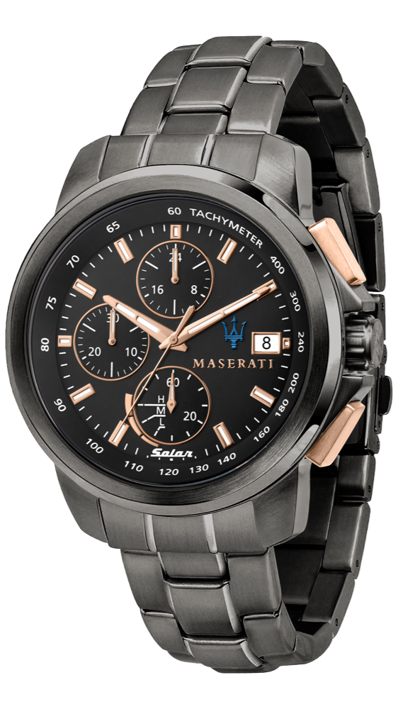 Maserati Successo Solar Black Dial Grey Steel Strap Watch For Men - R8873645001 Buy Now By Maserati
