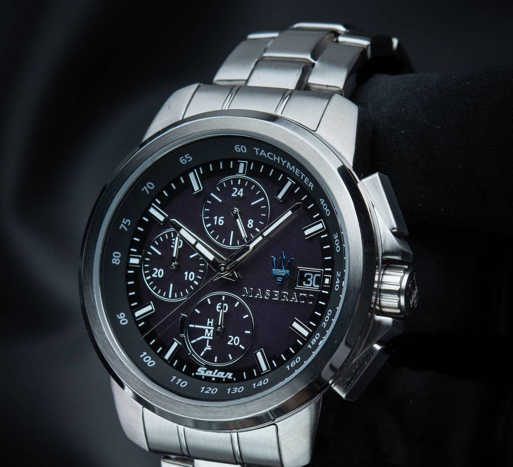 Maserati Successo Solar Edition Black Dial Silver Steel Strap Watch For Men - R8873645003 Buy Now By Maserati