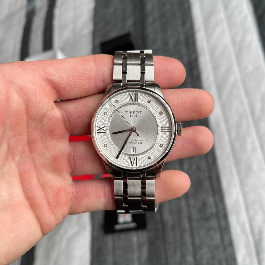 Tissot Chemin Des Tourelles Powermatic 80 Diamonds Silver Dial Silver Steel Strap Watch for Men - T099.407.11.033.00 Buy Now By Tissot