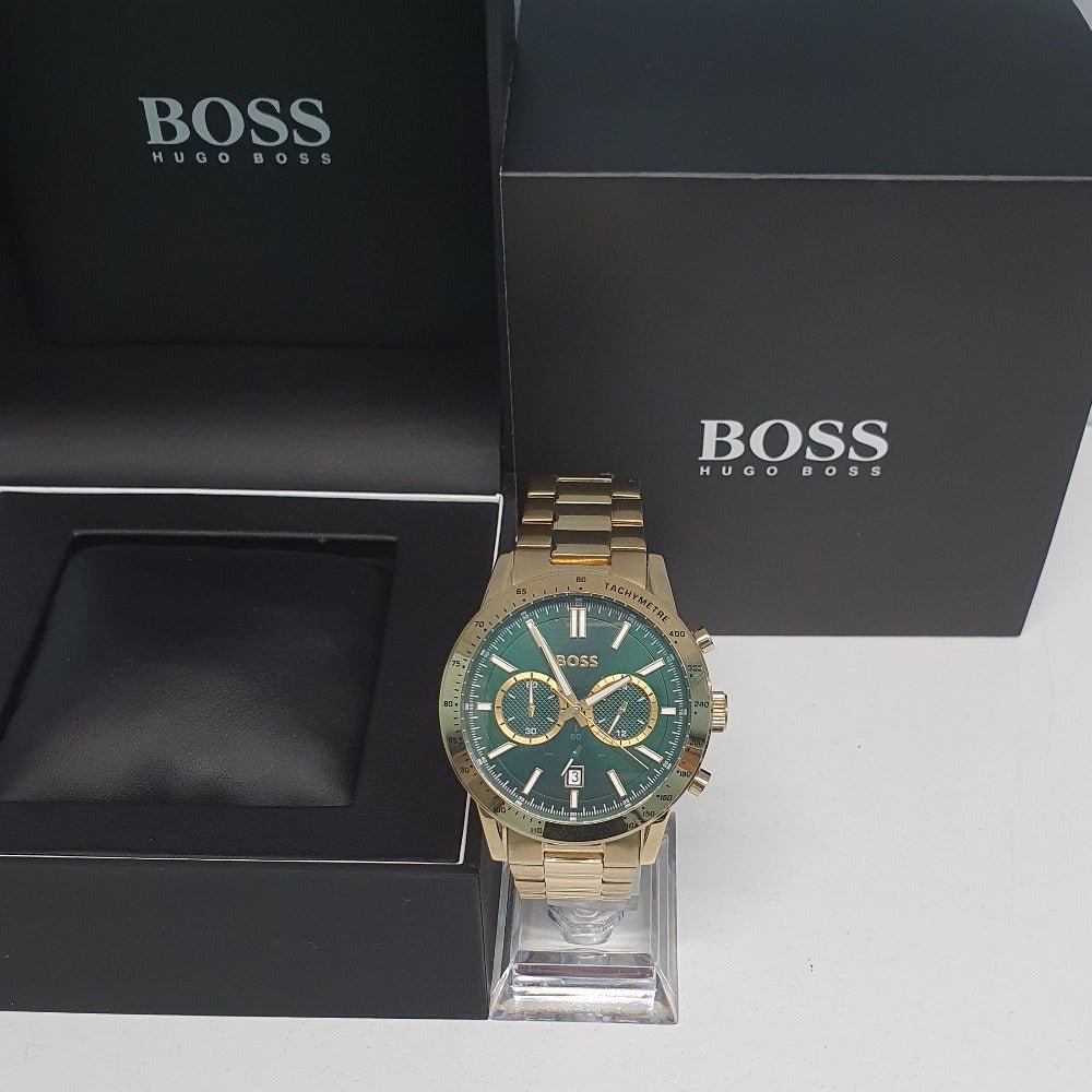 Hugo Boss Allure Chronograph Green Dial Gold Steel Strap Watch for Men - 1513923 Buy Now By Hugo Boss