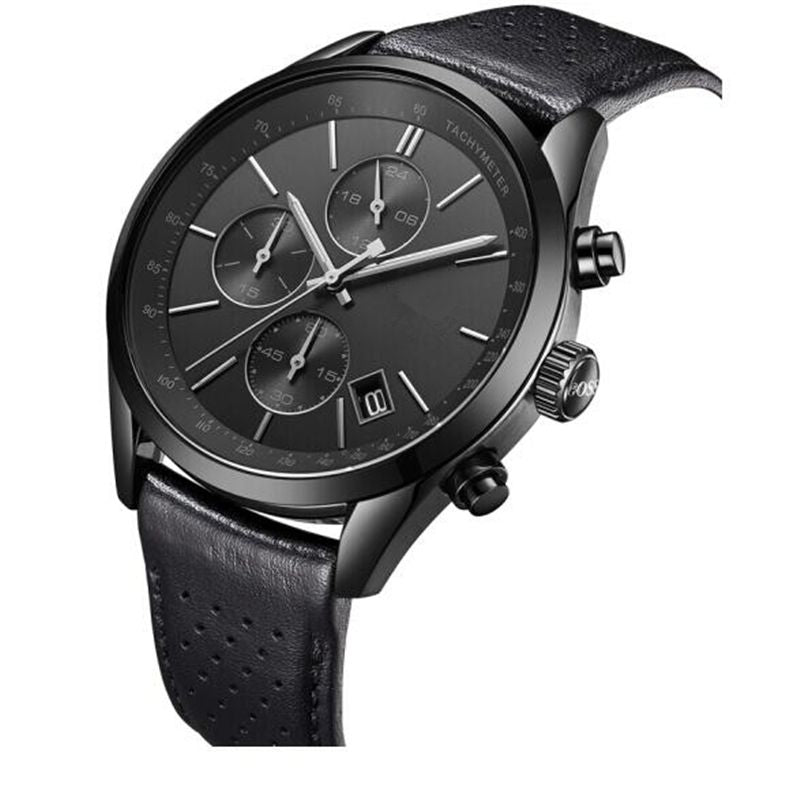 Hugo Boss Grand Prix Black Dial Black Leather Strap Watch for Men - 1513474 Buy Now By Hugo Boss