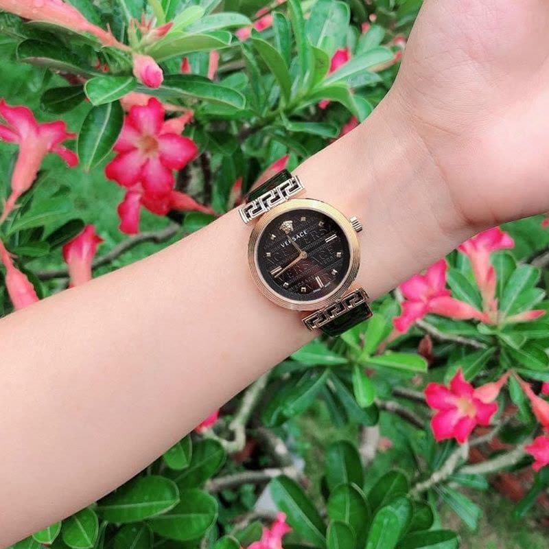 Versace Greca Meander Black Dial Black Leather Strap Watch for Women - VELW00420 Buy Now By Versace