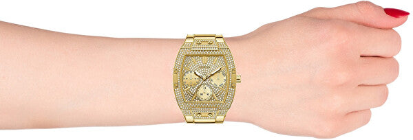 Guess Raven Diamonds Gold Dial Gold Steel Strap Watch for Women - GW0104L2 Buy Now By Guess