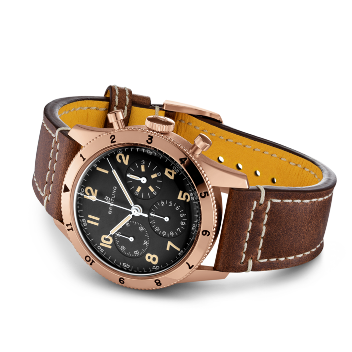 Breitling Avi 1953 Edition Black Dial Brown Leather Strap Watch for Men - RB0920131B1X1 Buy Now By Breitling