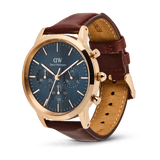 Daniel Wellington Iconic Chronograph Blue Dial Brown Leather Strap Watch For Men - DW00100639 Buy Now By Daniel Wellington