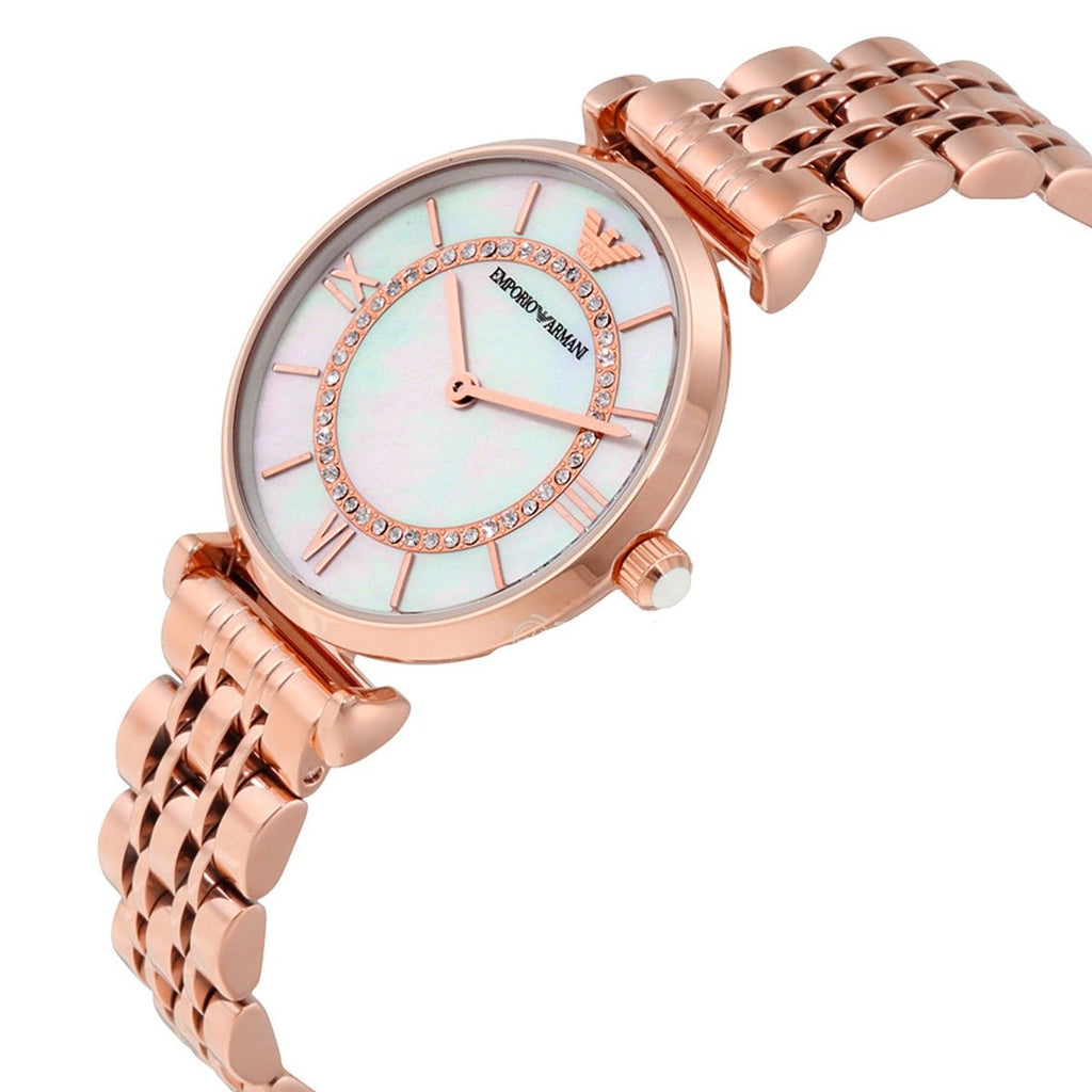 Emporio Armani Gianni T Bar Mother of Pearl Rose Gold Stainless Steel Strap Watch For Women - AR1909 Buy Now By Emporio Armani