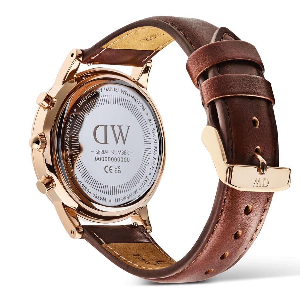 Daniel Wellington Iconic Chronograph Blue Dial Brown Leather Strap Watch For Men - DW00100639 Buy Now By Daniel Wellington