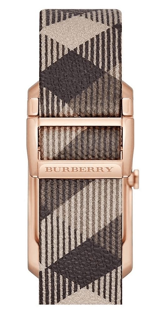 Burberry The Pioneer Rose Gold Dial Haymarket Brown Leather Strap Watch for Women - BU9408 Buy Now By Burberry