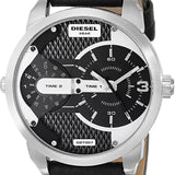 Diesel Mini Daddy Black Silver Dial Black Leather Strap Watch For Men - DZ7307 Buy Now By Diesel