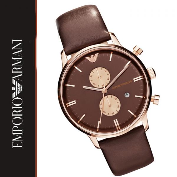 Emporio Armani Classic Chronograph Brown Dial Brown Leather Strap Watch For Men - AR0387 Buy Now By Emporio Armani