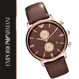 Emporio Armani Classic Chronograph Brown Dial Brown Leather Strap Watch For Men - AR0387 Buy Now By Emporio Armani
