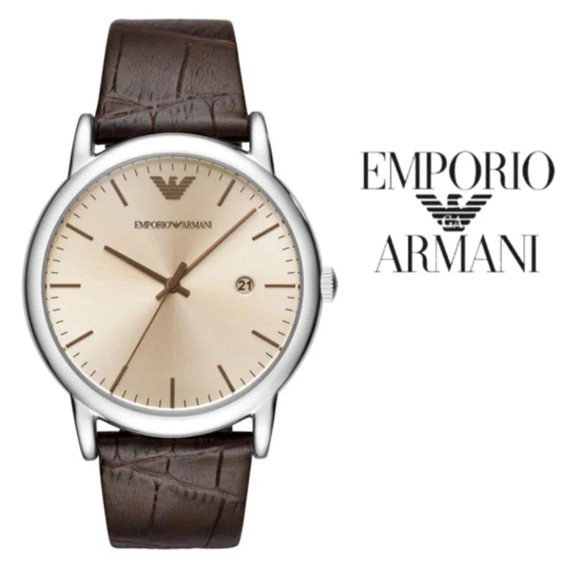 Emporio Armani Luigi Analog Bronze Dial Brown Leather Strap Watch For Men - AR11096 Buy Now By Emporio Armani
