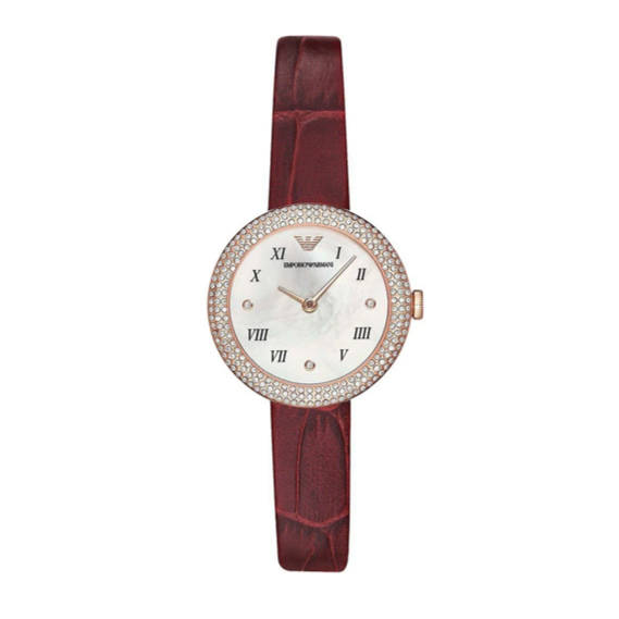 Emporio Armani Rosa Two Hand White Dial Red Leather Strap Watch For Women - AR11357 Buy Now By Emporio Armani