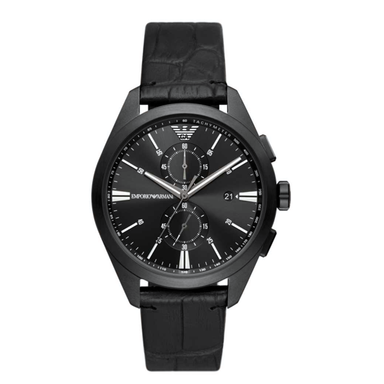 Emporio Armani Claudio Chronograph Black Dial Black Leather Strap Watch For Men - AR11483 Buy Now By Emporio Armani