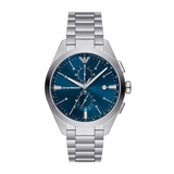 Emporio Armani Claudio Chronograph Blue Dial Silver Steel Strap Watch For Men - AR11541 Buy Now By Emporio Armani
