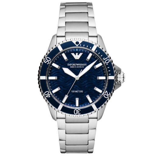 Emporio Armani Meccanico Automatic Blue Dial Silver Steel Strap Watch For Men - AR60059 Buy Now By Emporio Armani
