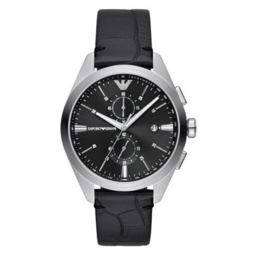 Emporio Armani Claudio Chronograph Black Dial Black Leather Strap Watch For Men - AR11542 Buy Now By Emporio Armani