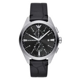 Emporio Armani Claudio Chronograph Black Dial Black Leather Strap Watch For Men - AR11542 Buy Now By Emporio Armani