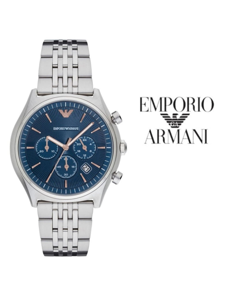 Emporio Armani Luigi Chronograph Quartz Blue Dial Silver Steel Strap Watch For Men - AR1974 Buy Now By Emporio Armani