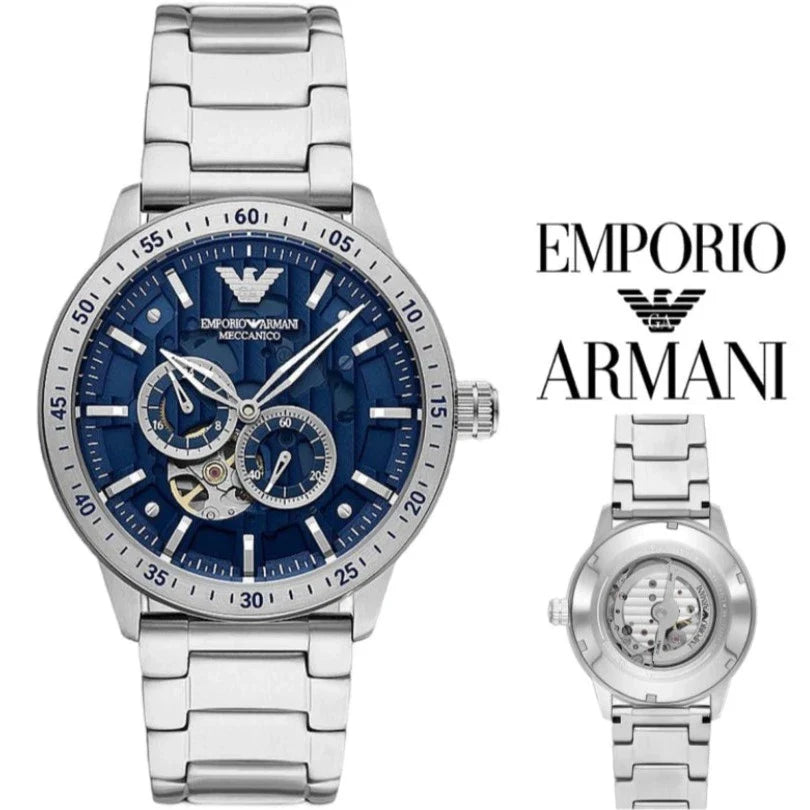 Emporio Armani Mario Chronograph Automatic Blue Dial Silver Steel Strap Watch For Men - AR60052 Buy Now By Emporio Armani