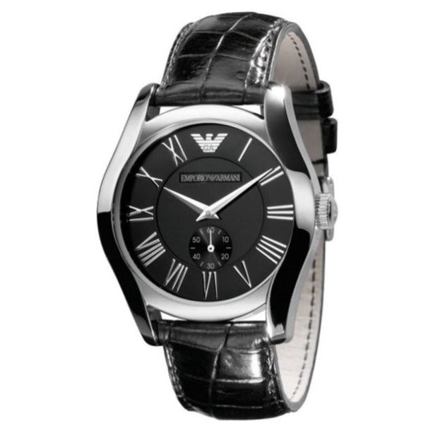 Emporio Armani Valente Black Dial Black Leather Strap Watch For Men - AR0643 Buy Now By Emporio Armani
