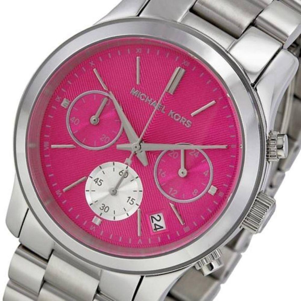 Michael Kors Runway Chronograph Pink Dial Silver Steel Strap Watch for Women - MK6160 Buy Now By Michael Kors