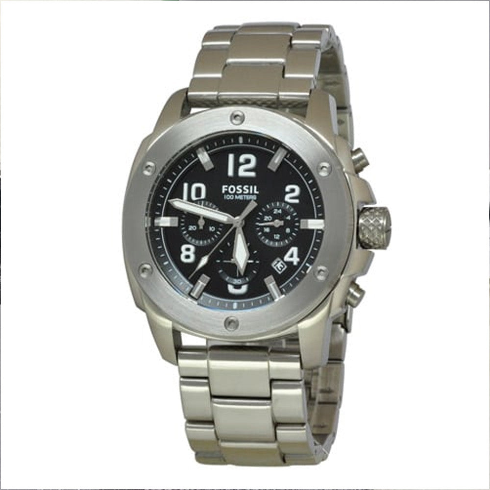 Fossil Modern Machine Black Dial Silver Steel Strap Watch for Men - FS4926 Buy Now By Fossil