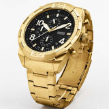 Fossil Bronson Chronograph Black Dial Gold Steel Strap Watch for Men - FS5877 Buy Now By Fossil
