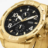 Fossil Bronson Chronograph Black Dial Gold Steel Strap Watch for Men - FS5877 Buy Now By Fossil