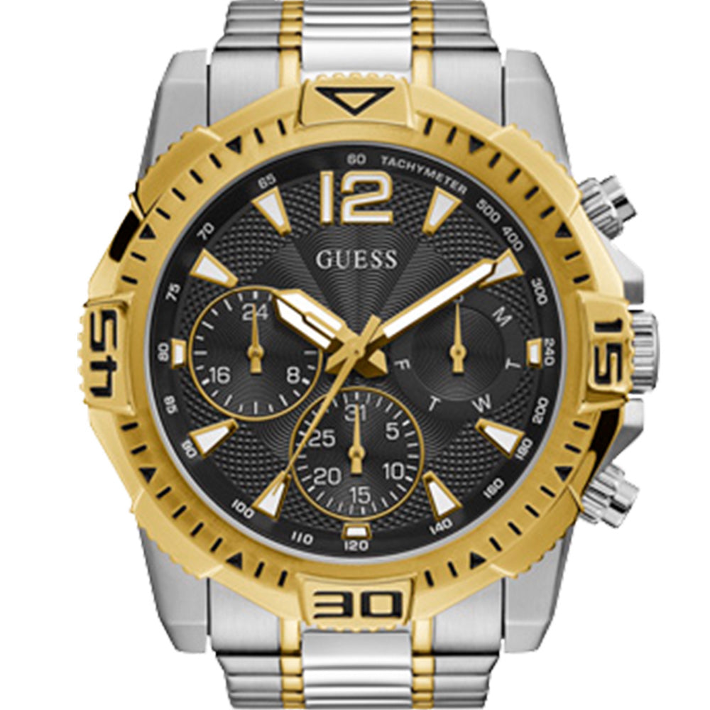 Guess Commander Chronograph Black Dial Two Tone Steel Strap Watch for Men - GW0056G4 Buy Now By Guess