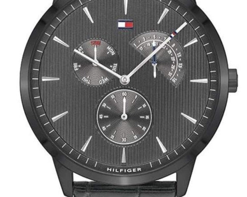 Tommy Hilfiger Brad Chronograph Quartz Grey Dial Grey Leather Strap Watch For Men - 1710388 Buy Now By Tommy Hilfiger