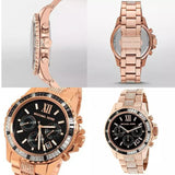 Michael Kors Everest Chronograph Black Dial Rose Gold Steel Strap Watch For Women - MK5875 Buy Now By Michael Kors