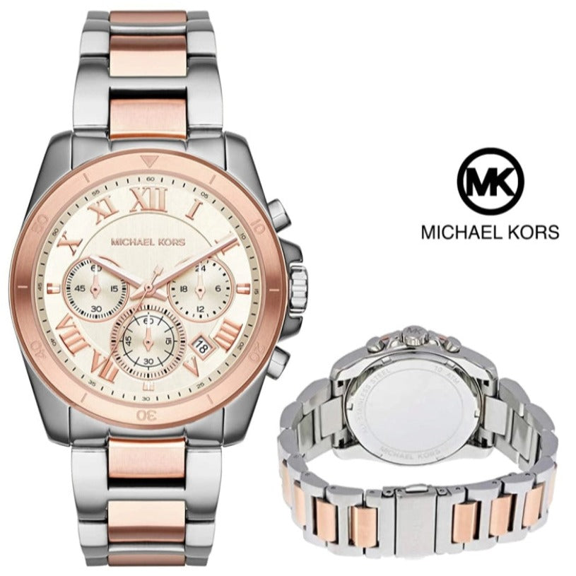 Michael Kors Brecken Chronograph White Dial Two Tone Steel Strap Watch For Women - MK6368 Buy Now By Michael Kors