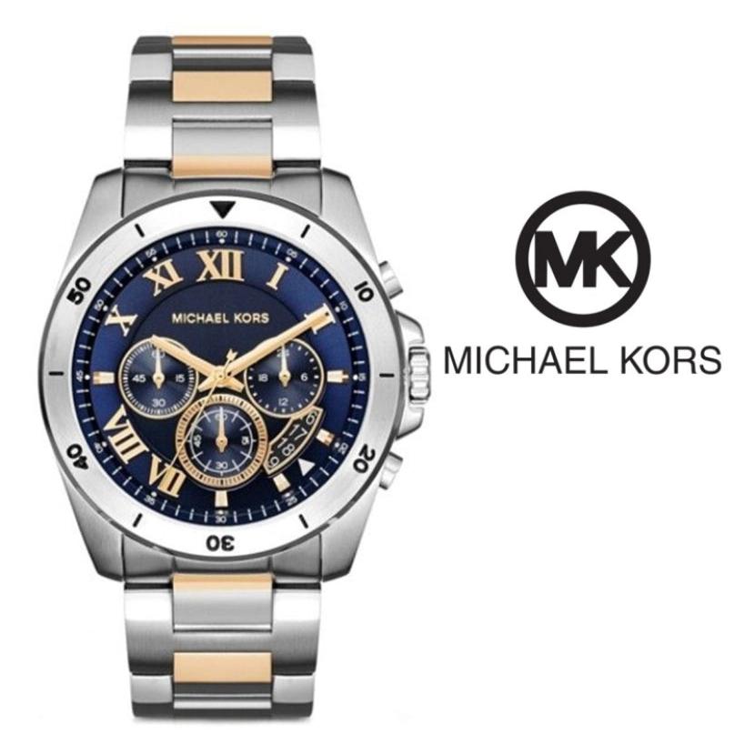 Michael Kors Brecken Chronograph Blue Dial Two Tone Steel Strap Watch For Men - MK8437 Buy Now By Michael Kors