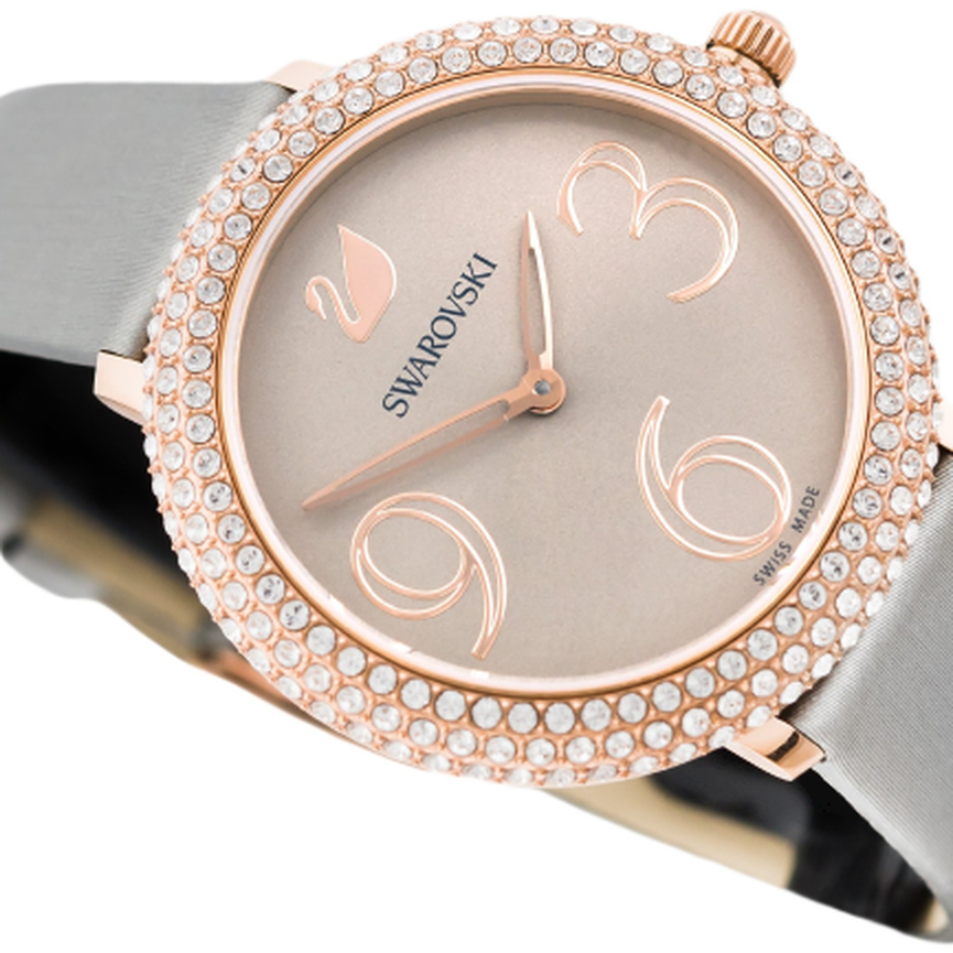 Swarovski Crystal Frost Grey Dial Grey Leather Strap Watch for Women - 5484067 Buy Now By Swarovski