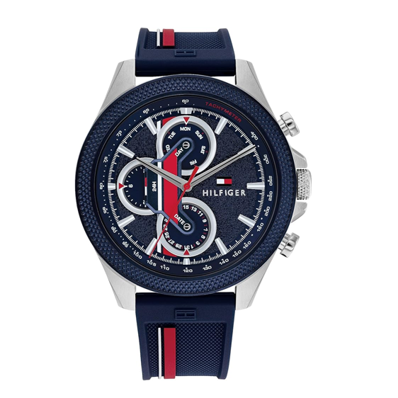 Tommy Hilfiger Clark Chronograph Blue Dial Black Leather Strap Watch For Men - 1792083 Buy Now By Tommy Hilfiger