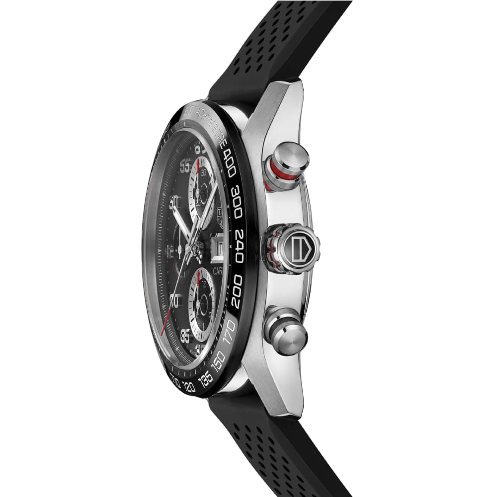 Tag Heuer Carrera Chronograph Black Dial Black Rubber Strap Watch for Men - CBN2A1AA.FT6228 Buy Now By Tag Heuer
