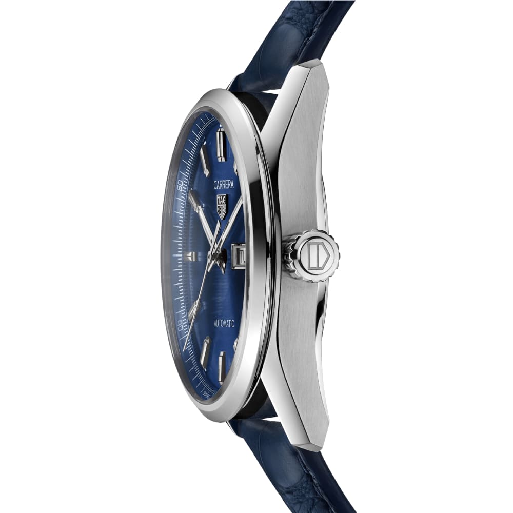 Tag Heuer Carrera Day Date Blue Dial Blue Leather Strap Watch for Men - WBN2012.FC6502 Buy Now By Tag Heuer
