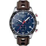 Tissot PRS 516 Chronograph Blue Dial Brown Leather Strap Watch For Men - T100.417.16.041.00 Buy Now By Tissot