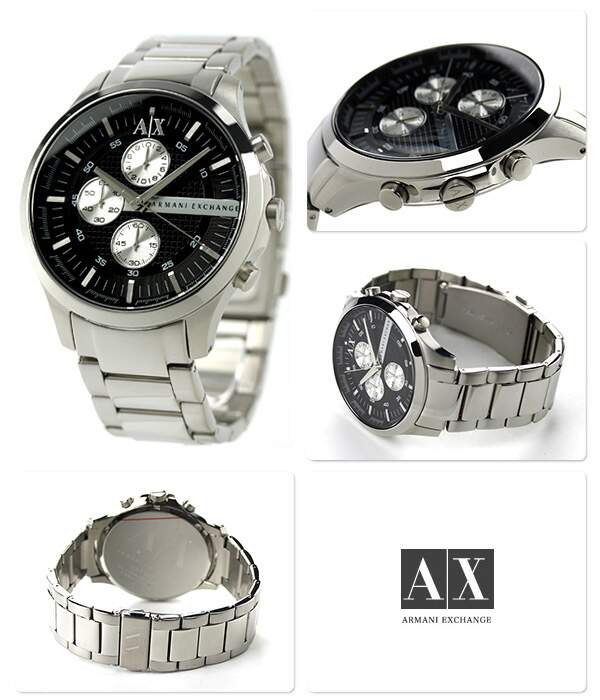 Armani Exchange Hampton Chronograph Black Dial Silver Steel Strap Watch For Men - AX2152 Buy Now By Armani Exchange