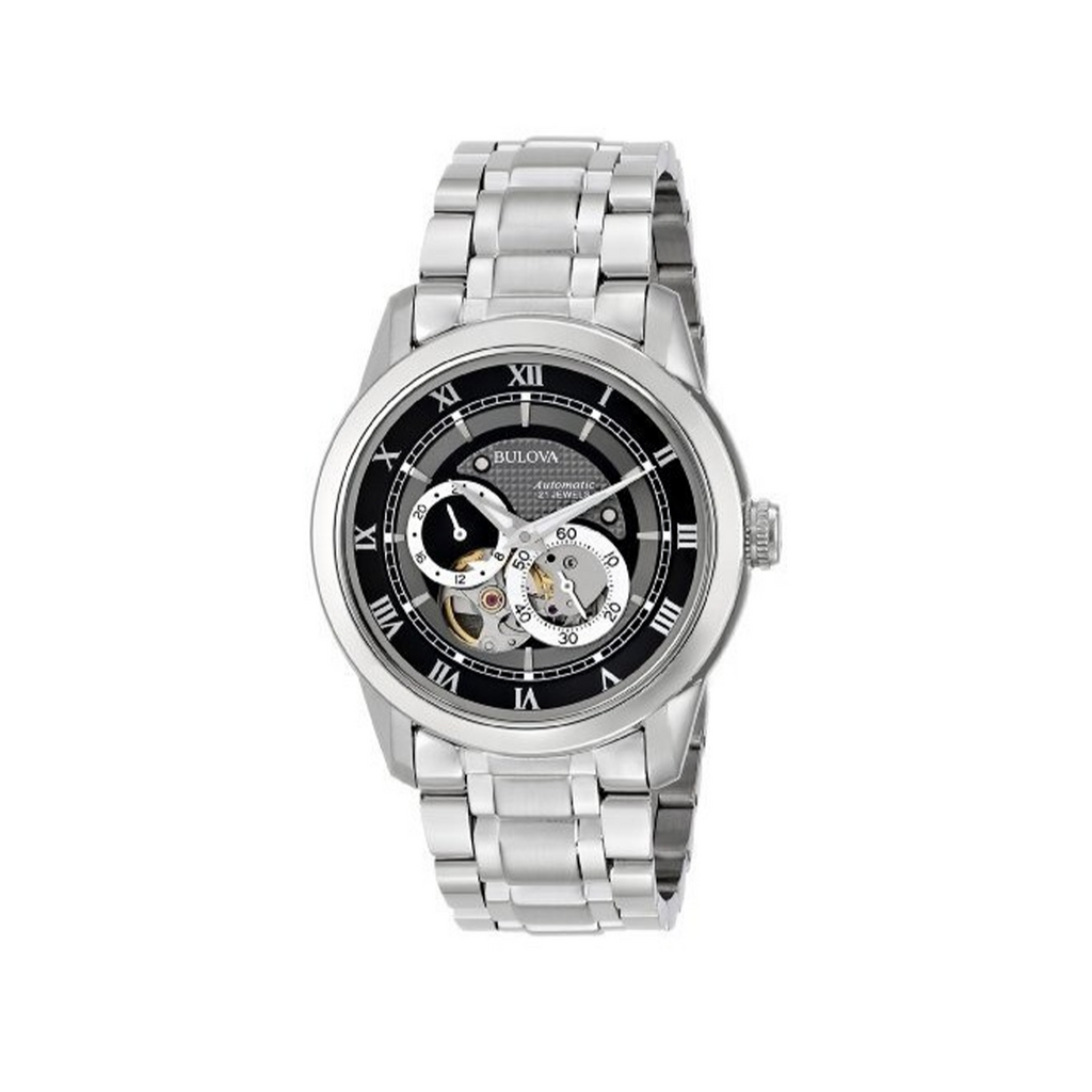 Bulova BVA Dual Aperture Black Dial Silver Steel Strap Watch for Men - 96A119 Buy Now By Bulova