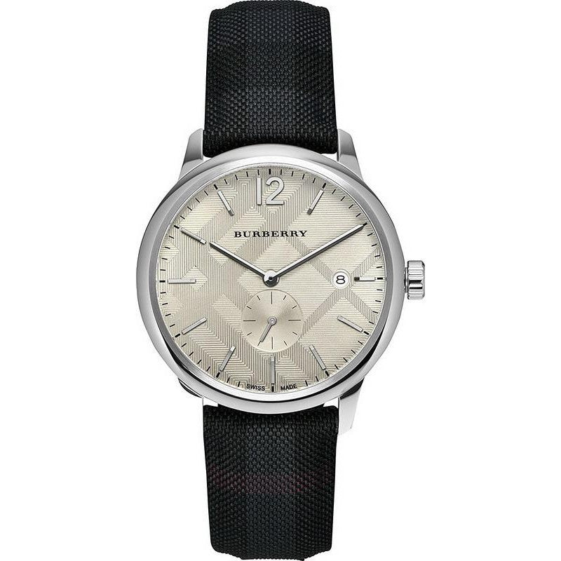 Burberry Classic Round Cream Dial Black Leather Strap Watch for Men - BU10008 Buy Now By Burberry