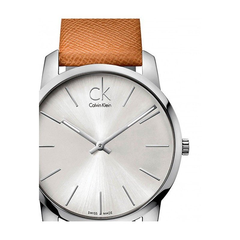 Calvin Klein City Quartz White Dial Light Brown Leather Strap Watch For Men - K2G21138 Buy Now By Calvin Klein